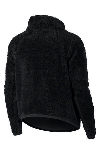 Shop Nike Fleece Mock Neck Top In Black/ Black