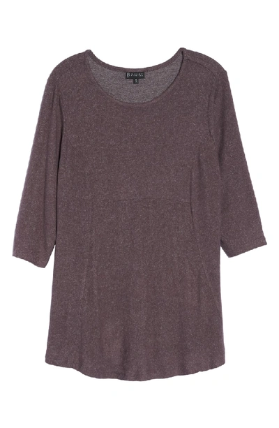 Shop Bobeau Brushed Knit Babydoll Top In Peppercorn