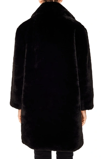 Shop Sandro Ballote Faux Fur Coat In Black