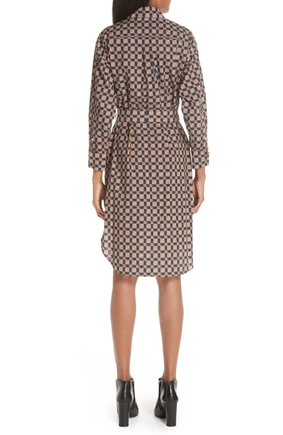 Shop Burberry Isotto Checked Shirtdress In Navy