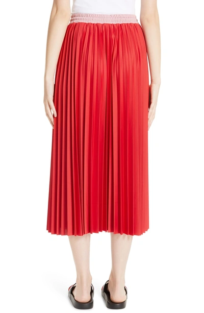 Shop Moncler Colorblock Pleated Skirt In Medium Red