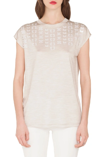 Shop Akris Embellished Silk Jersey Tee In Canvas