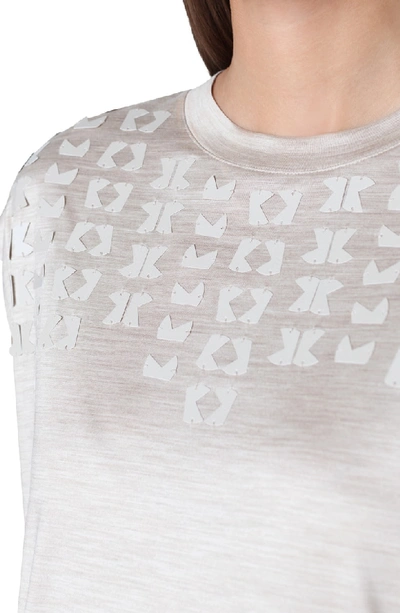 Shop Akris Embellished Silk Jersey Tee In Canvas