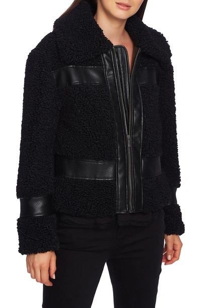 Shop 1.state Faux Shearling Bomber Jacket In Rich Black