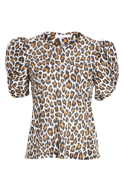 Shop A.l.c Kati Leopard Print Twist Sleeve Tee In White/ Natural