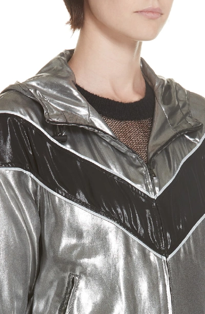 Shop Rag & Bone Sloane Metallic Track Jacket In Silver/ Black