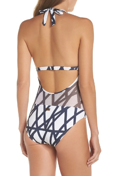 Shop Vilebrequin Graphic Net One-piece Swimsuit In Blanc