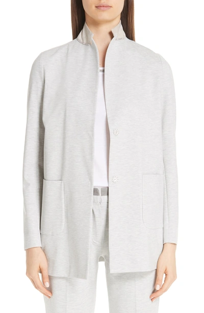 Shop Fabiana Filippi Jersey Long Blazer In Grey