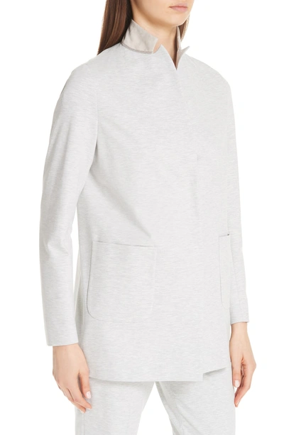 Shop Fabiana Filippi Jersey Long Blazer In Grey