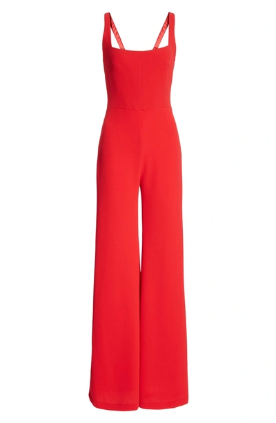 Shop Galvan Sunrise Crepe Wide Leg Jumpsuit In Red