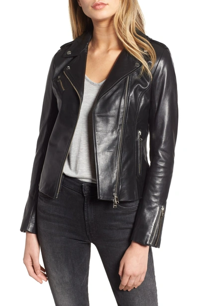 Shop Lamarque Longer Moto Jacket In Black