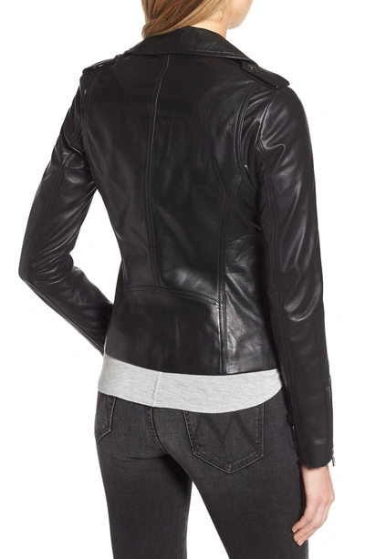 Shop Lamarque Longer Moto Jacket In Black