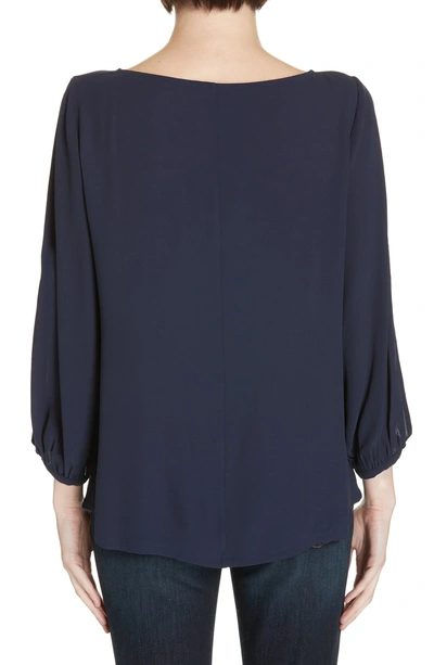 Shop Eileen Fisher Slit Sleeve Silk Top In Midnight