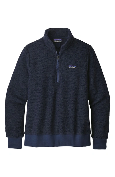 Shop Patagonia Woolyester Fleece Quarter Zip Pullover In Navy Blue