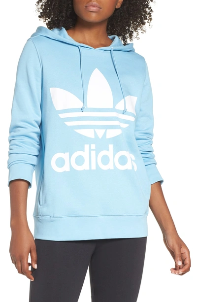 Shop Adidas Originals Trefoil Hoodie In Clear Blue