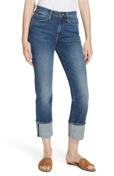 Shop Frame Le High Big Cuff Straight Leg Jeans In Park City