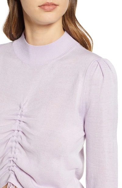 Shop Joa Ruched Front Sweater In Lavender