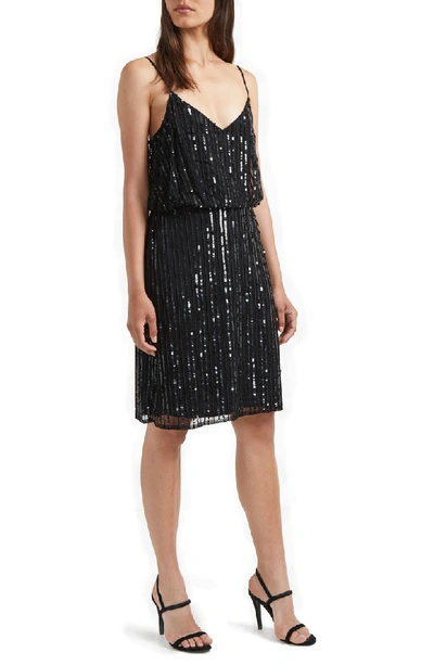 Shop French Connection Aster Shine Slipdress In Aaster Black/ Black