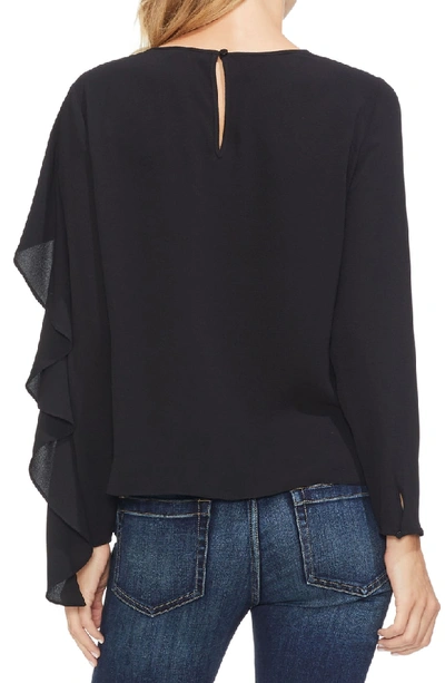 Shop Vince Camuto Asymmetrical Ruffle Front Blouse In Rich Black