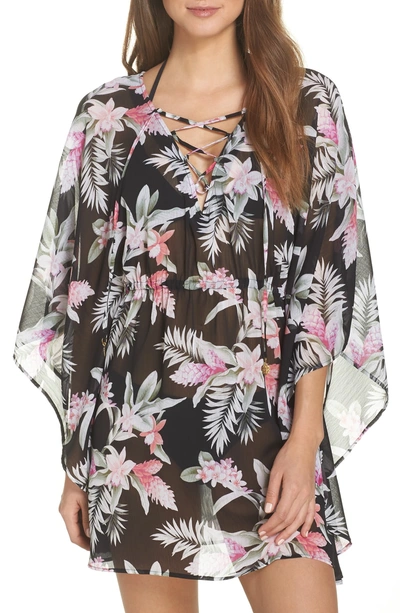 Shop Tommy Bahama Ginger Flowers Cover-up Tunic In Black
