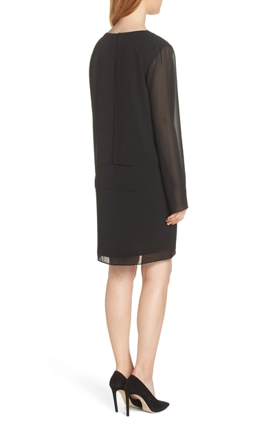 Shop Charles Henry Layered Popover Chiffon Dress In Black