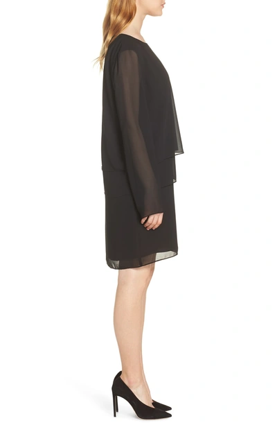 Shop Charles Henry Layered Popover Chiffon Dress In Black