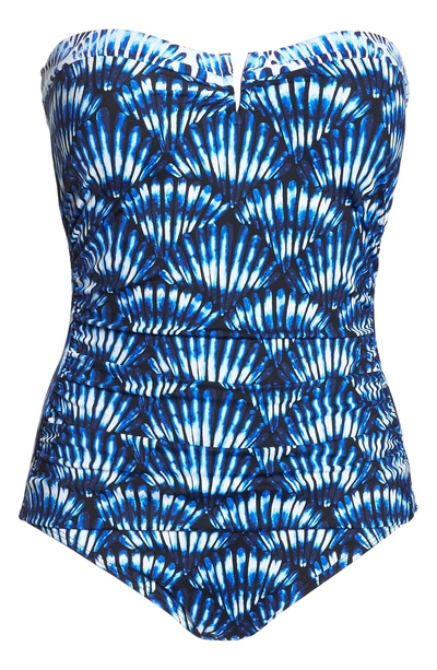 Shop Tommy Bahama Tide Dye Seashells Bandeau One-piece Swimsuit In Mare