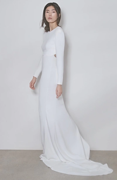 Shop Stella Mccartney F18 Ruby Long Sleeve Cutout Wedding Dress In White