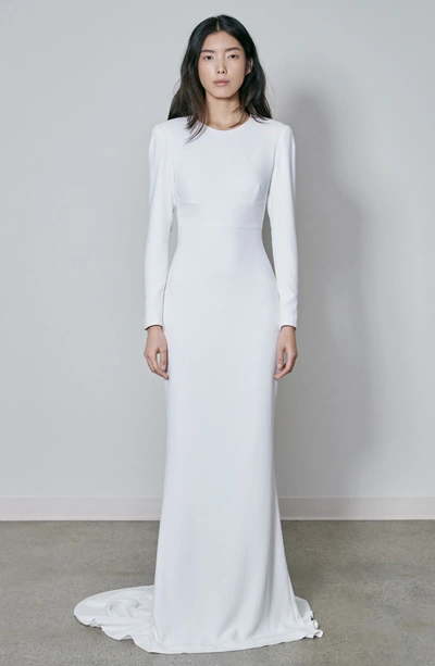 Shop Stella Mccartney F18 Ruby Long Sleeve Cutout Wedding Dress In White