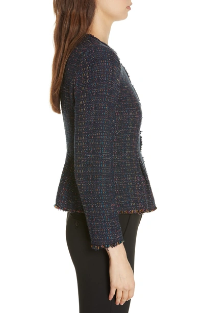 Shop Rebecca Taylor Rainbow Tweed Jacket In Navy