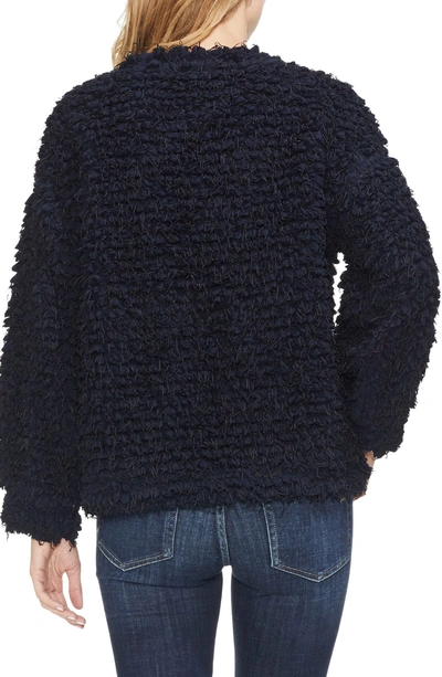 Shop Vince Camuto Popcorn Eyelash Knit Top In Classic Navy