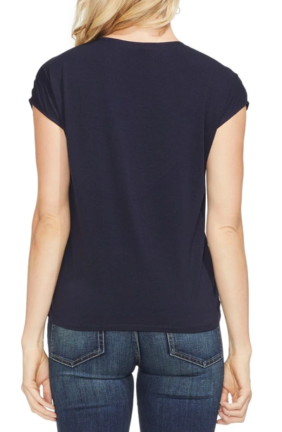Shop Vince Camuto Floral Lace Top In Classic Navy
