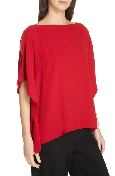 Shop Eileen Fisher Slit Sleeve Silk Top In Lacquer