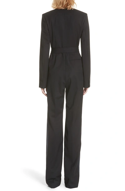 Shop Calvin Klein 205w39nyc Side Stripe Wool Blend Jumpsuit In Black Dark Navy