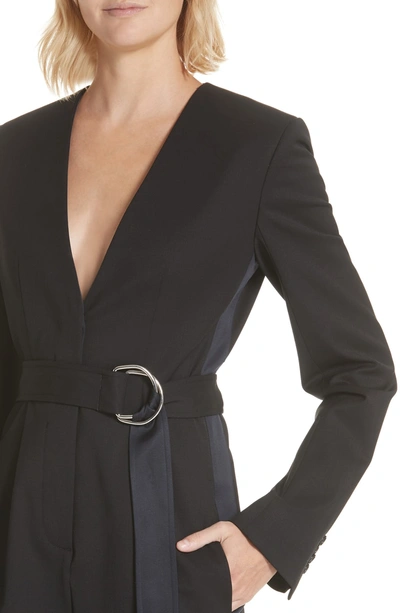 Shop Calvin Klein 205w39nyc Side Stripe Wool Blend Jumpsuit In Black Dark Navy