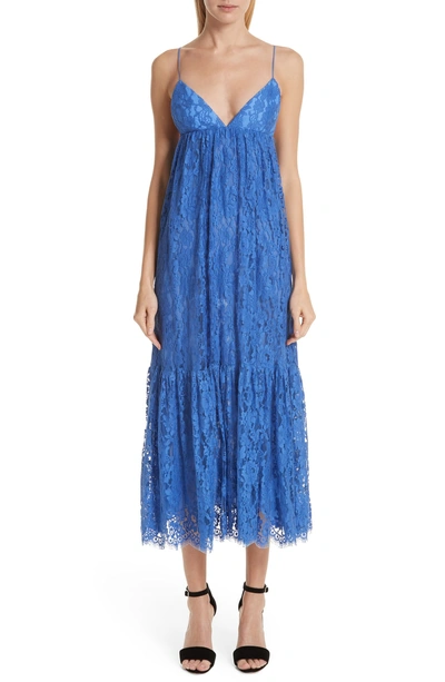 Shop Michael Kors Tiered Lace Midi Dress In Periwinkle