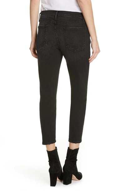 Shop Frame Le Garcon Crop Boyfriend Jeans In Black Diamond