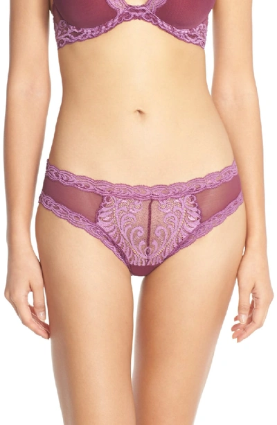 Shop Natori Feathers Hipster Briefs In Ruby/ Fig
