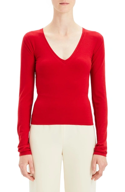 Shop Theory Low V-neck Sweater In Peppercorn