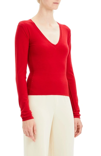 Shop Theory Low V-neck Sweater In Peppercorn
