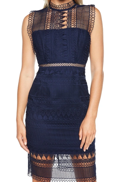 Shop Bardot Mariana Lace Body-con Dress In Patriot Blue