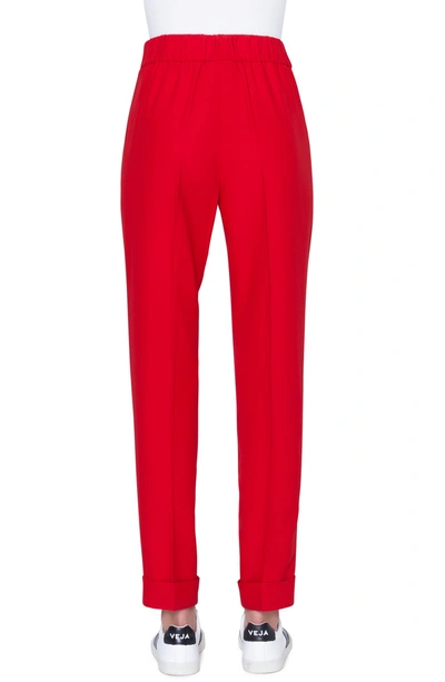 Shop Akris Chris Cuffed Crepe Pants In Carmine