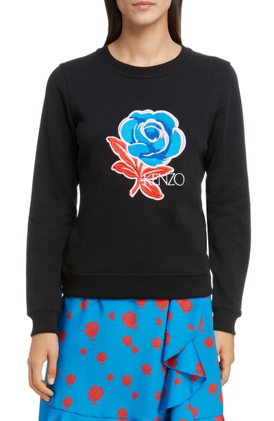 Shop Kenzo Floral Embroidered Sweatshirt In Black
