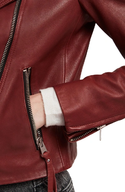 Shop Allsaints Dalby Biker Jacket In Brick Red