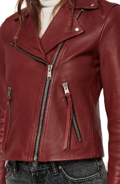 Shop Allsaints Dalby Biker Jacket In Brick Red