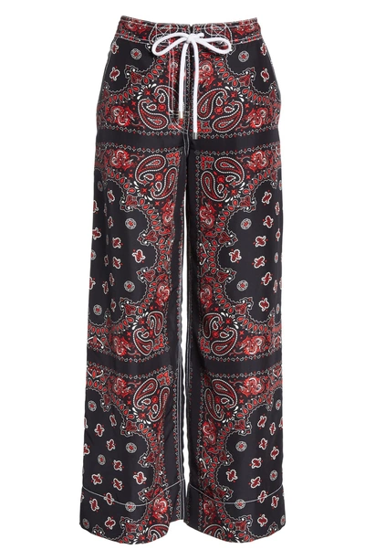 Shop Alexander Wang Bandana Print Trousers In Black/ Red