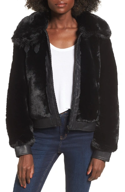 Shop Blanknyc Faux Fur Jacket In Black Noise