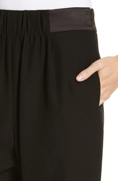 Shop Emporio Armani Satin Waist Slim Pants In Black