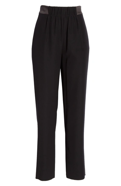 Shop Emporio Armani Satin Waist Slim Pants In Black