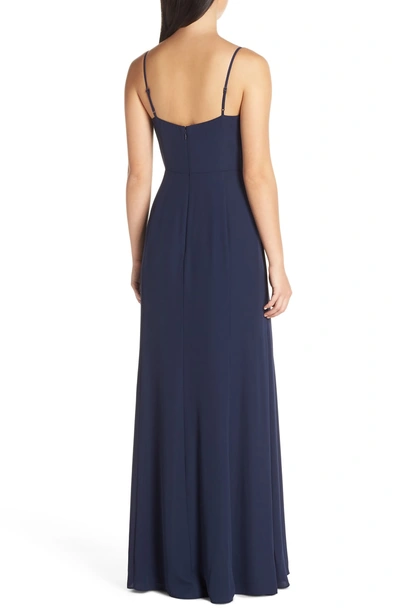 Shop Wayf The Melanie Cowl Neck Gown In Navy